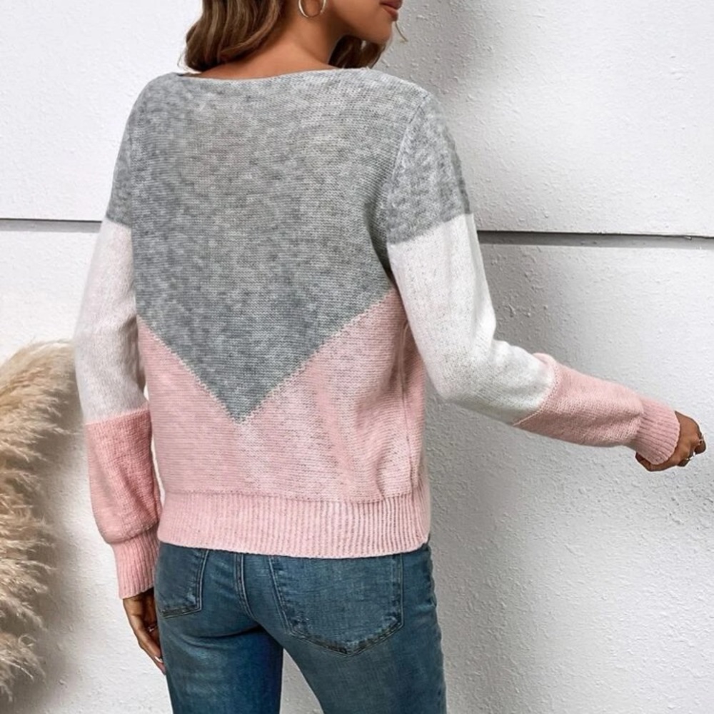 Cozy chevron pattern sweater top - Picture 4 of 7